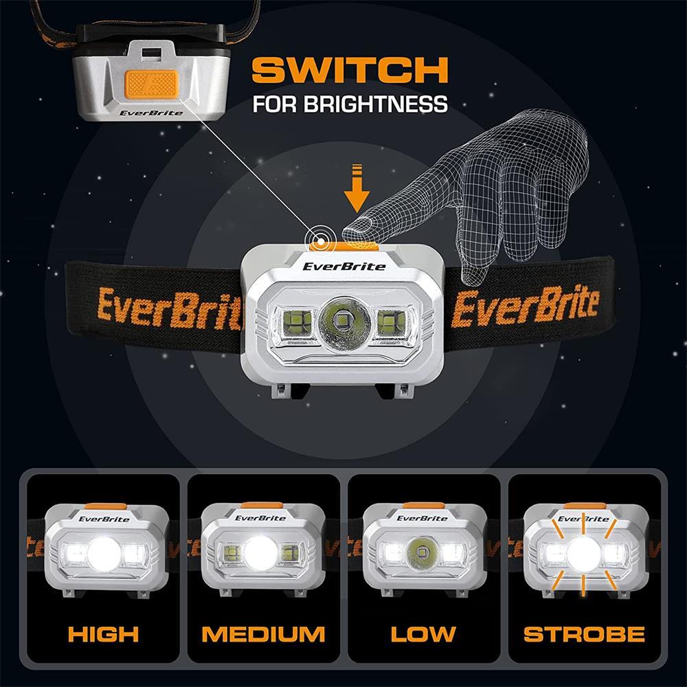 EverBrite 2 Pack LED Headlamp 4 Modes Pivoting Head with Adjustable Headband