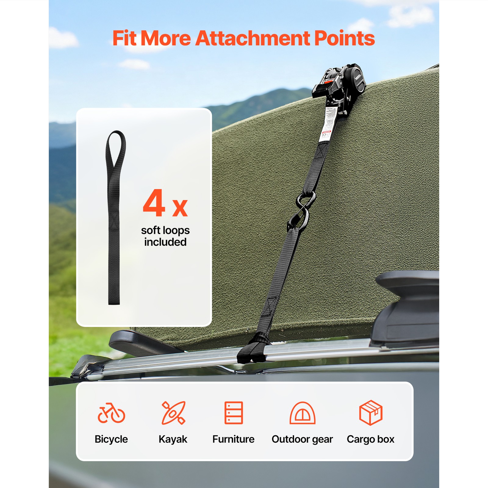 Uimoso 4 Pack Retractable Ratchet Straps 1" x 6' Tie Down Straps 1200 lbs