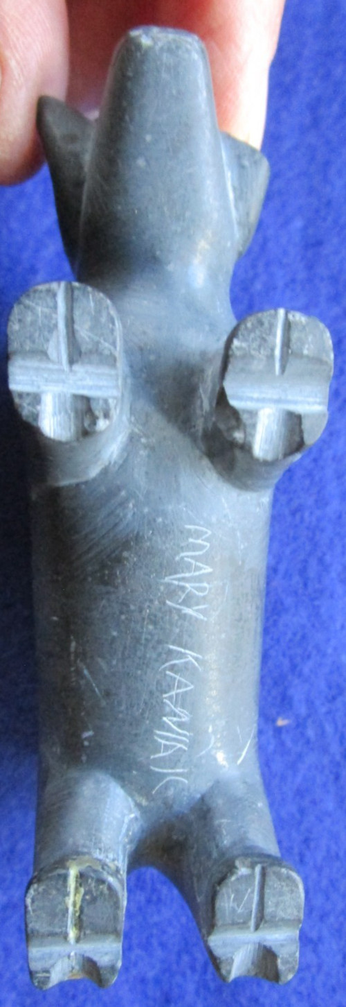 Vintage QINGAUK Mary Kaniak INUIT Sculpture MUSK OX Stone Carving 1960's ARCTIC