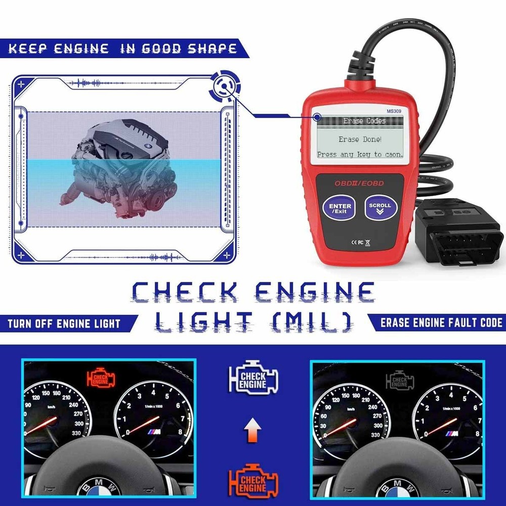 OBD Code Reader Automotive OBD2 Scanner Car Check Engine Fault Diagnostic Tool