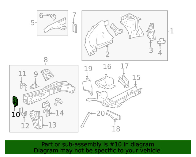 Driver Side Front Compartment Inner Side Rail Front Reinforcement (84505343)