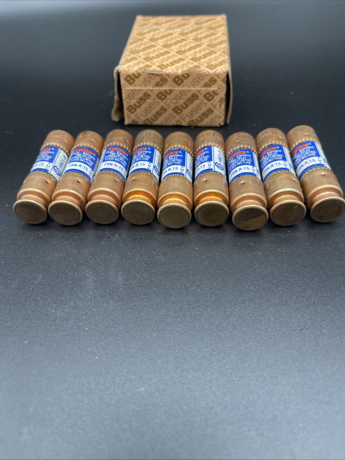 (9) NEW Bussmann Fusetron Fuse FRN-R-15 15 AMP 250 Vac Class RK5 - TESTED CONT.