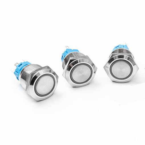 22mm Waterproof LATCH ON/OFF Stainless Steel Latching Push Button Switch 12V LED