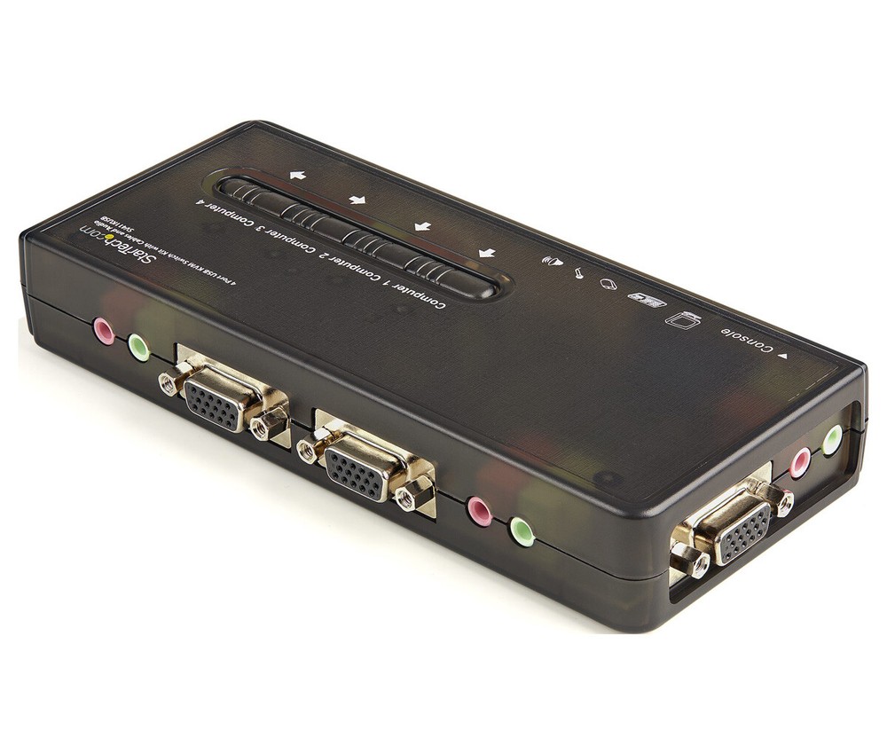 StarTech 4 Port Black USB KVM Switch Kit with Cables and Audio