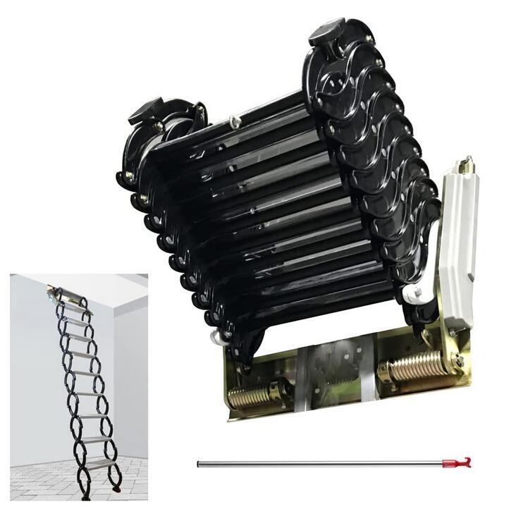 Wall Mounted Telescoping  Attic Loft Ladder Stairs, 12Steps Pull Down Loft Stair