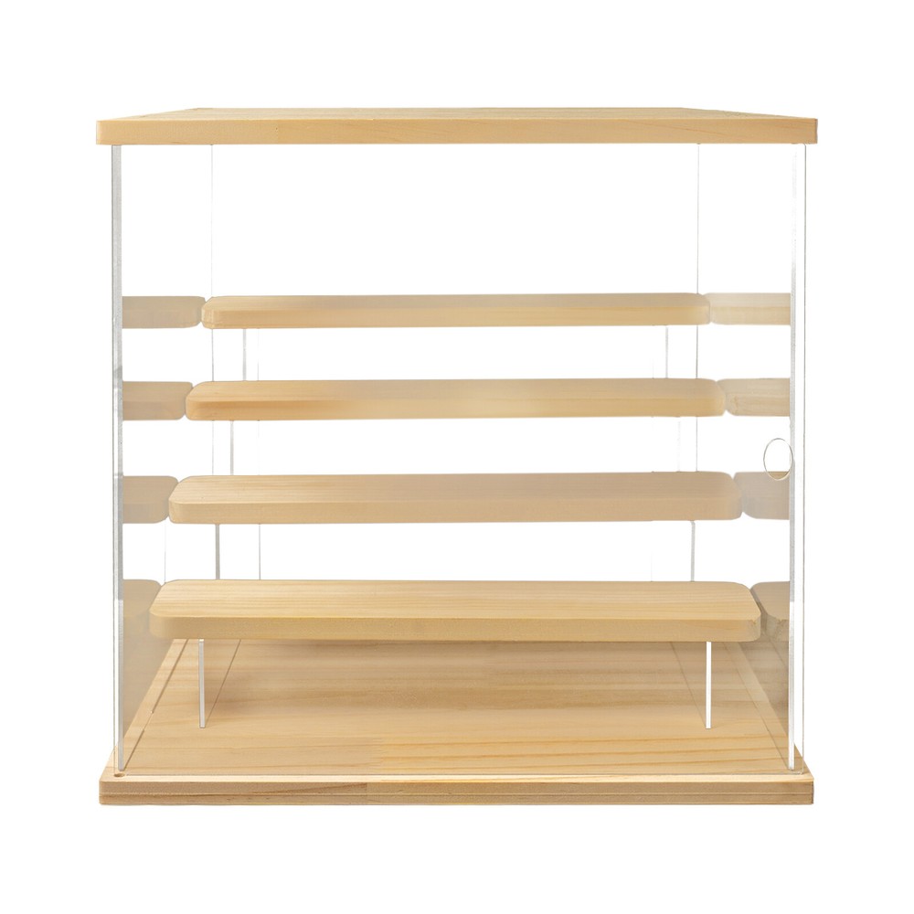 Clear Acrylic Display Case 4 Tier Dustproof Showcase w/LED Light Display Box