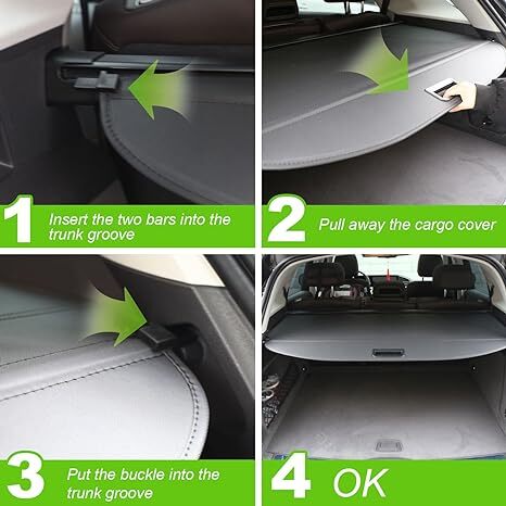 Black Retractable Trunk Cargo Cover for Lexus CT200h 2011-2017 Security Shield