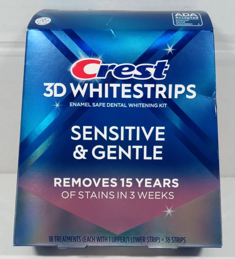 Crest 3D Whitestrips Sensitive & Gentle Teeth Whitening 07/2027+