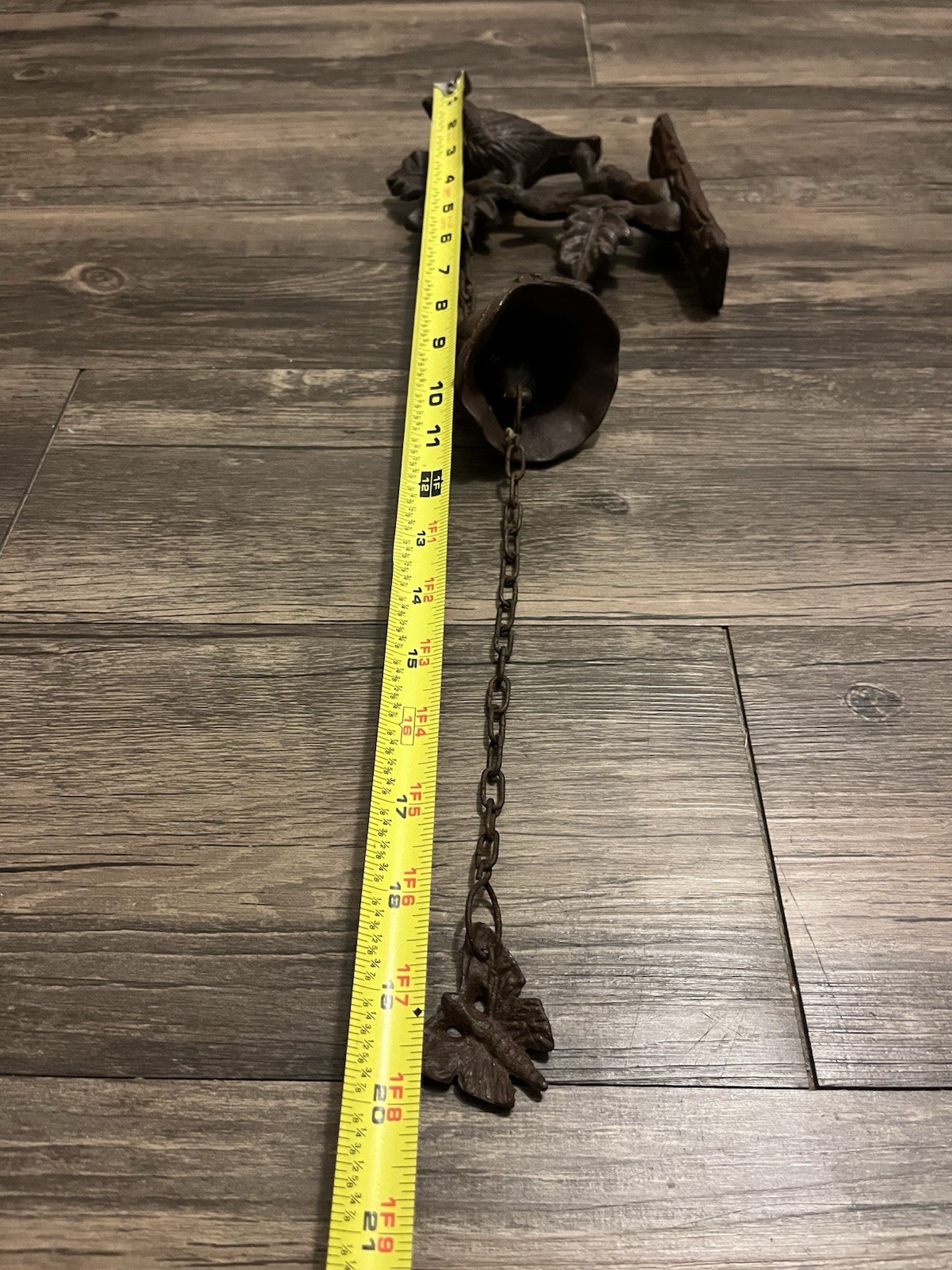 Vintage Cast Iron Bell W/Bird Hanging Wall Outdoor