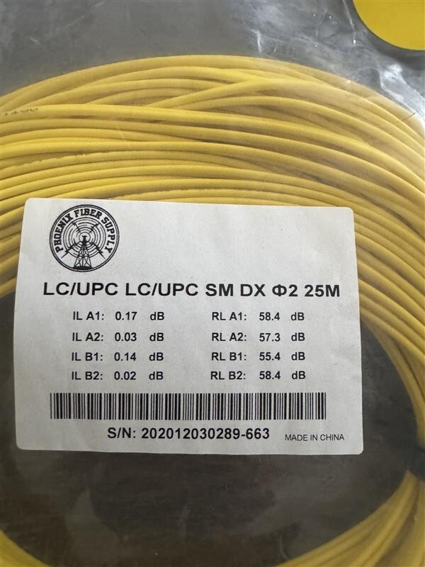 LC/UPC-LC/UPC Singlemode Duplex Patch Cable 25M (J-LPCLPC102DX025M)