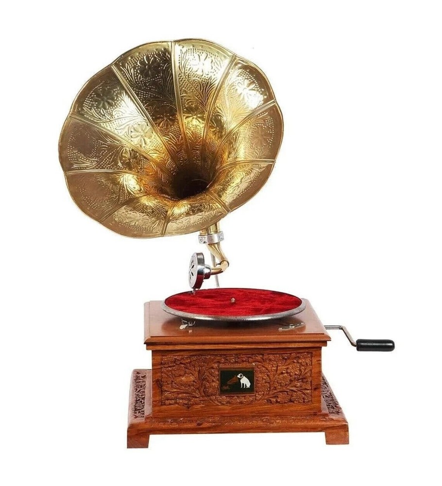 Wooden Gramophone Player Fully Functional Working Gramophone Record Player