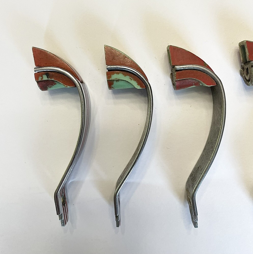 Antique Original Art Deco Skyscraper Chrome Cabinet Drawer Pulls Handles Knobs 6