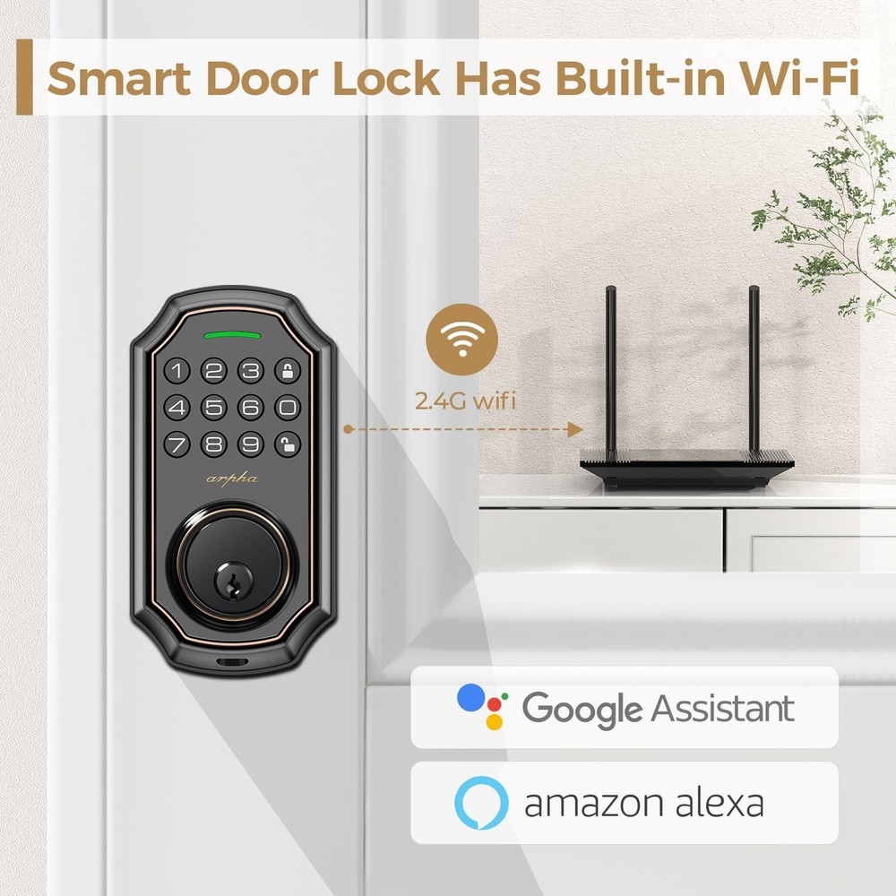 ARPHA Wi-fi Smart Keypad Lock--Black