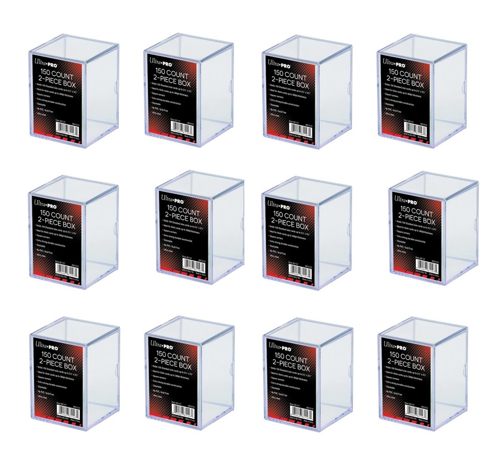 (12 Pack) Ultra Pro 2 Piece Plastic Card Storage Box (150 Count Size) Slider Box