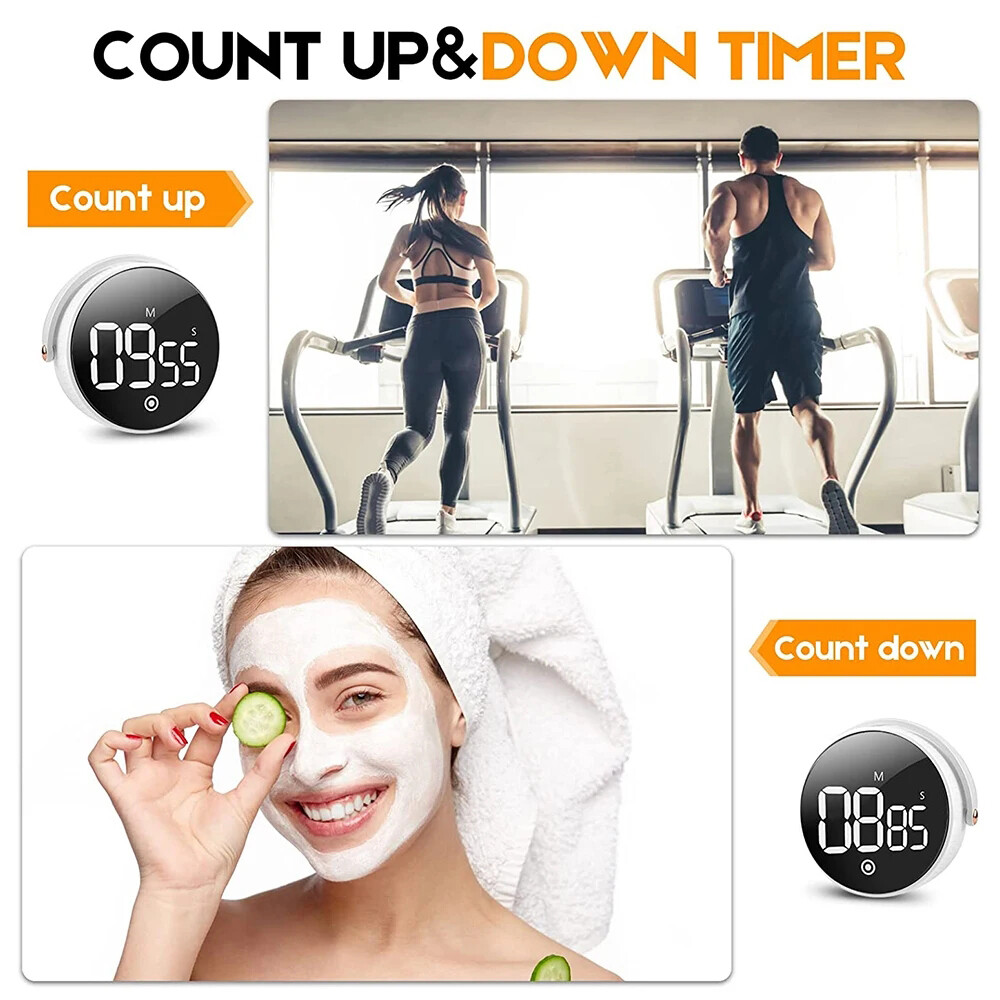 Digital Timer Large LED Display Magnetic Alarm Yoga/Cooking Kitchen Countdown/up