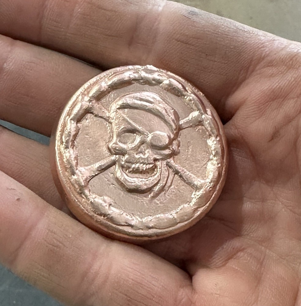3-4 oz .999 Solid Copper Pirate Coin