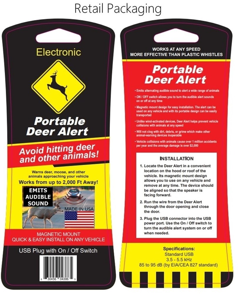 Deer Alert with On / Off Switch - Deer Whistle Electronic Animal Warning Device