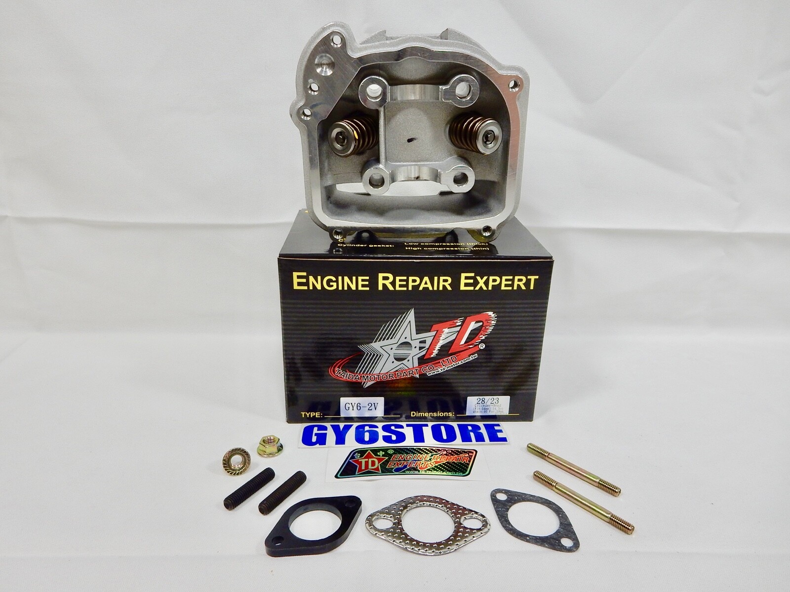 180cc TAIDA RACING CYLINDER HEAD GY6 *63mm BORE* 28/23 VALVES (54mm SPACING)