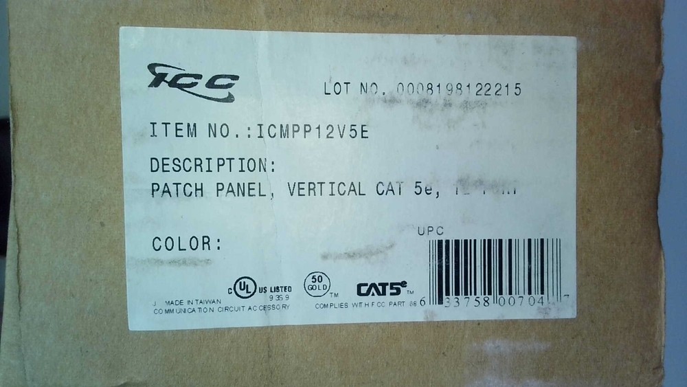 ICC ICMPP12V5E Cat5e 12-Port Patch Panel