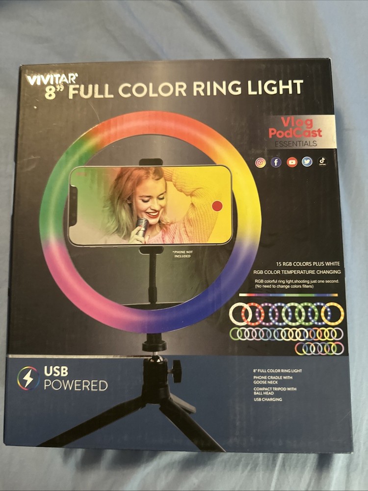 Vivitar 8” Full Color Ring Light USB Powered