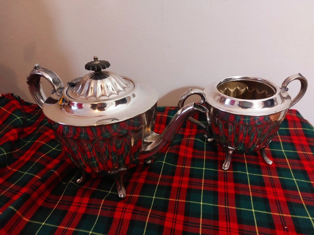 Antique Silverplate Teapot Sugar Bowl Sheffield 1938