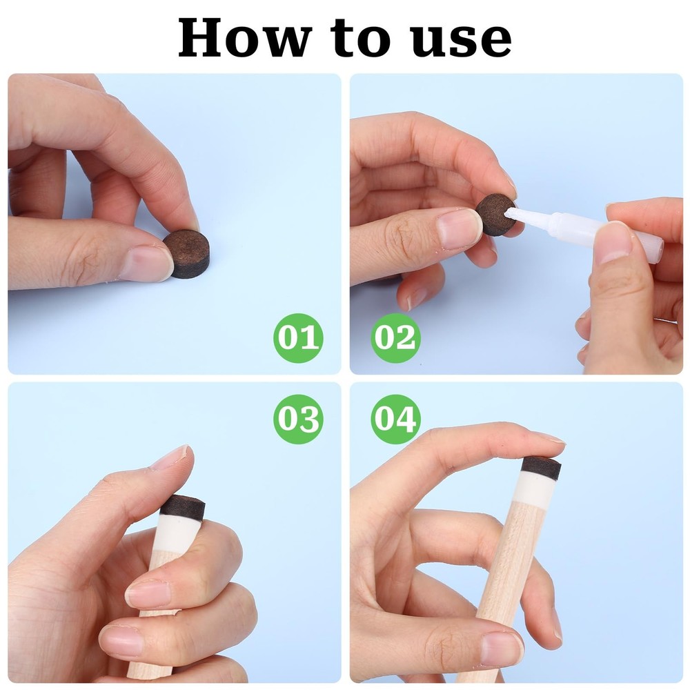 10 Pieces Billiard Pool Cue Tips Pool Stick Replacement Tips with Storage Box...