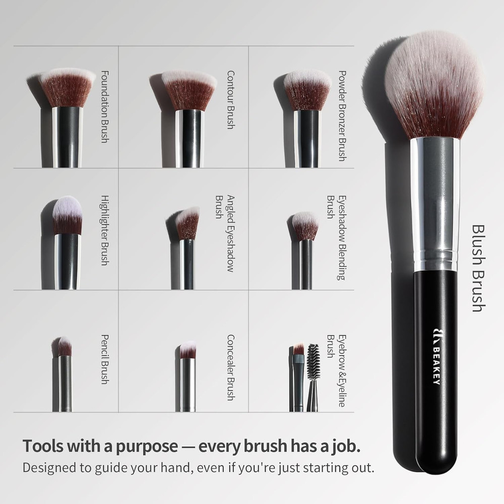 Makeup Brushes Set Premium Foundation Concealer Blush Bronzer Eye Shadow 10+2 PC