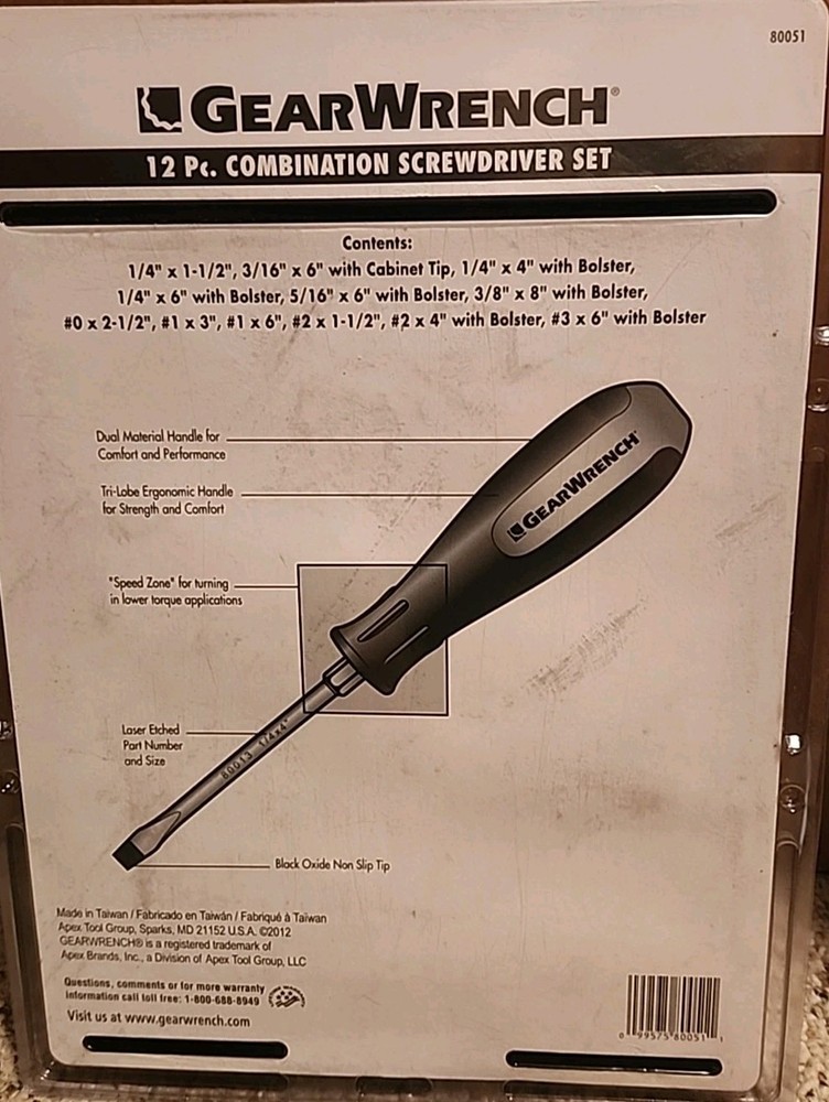 Gearwrench 12 Pc. combination screwdriver set 80051