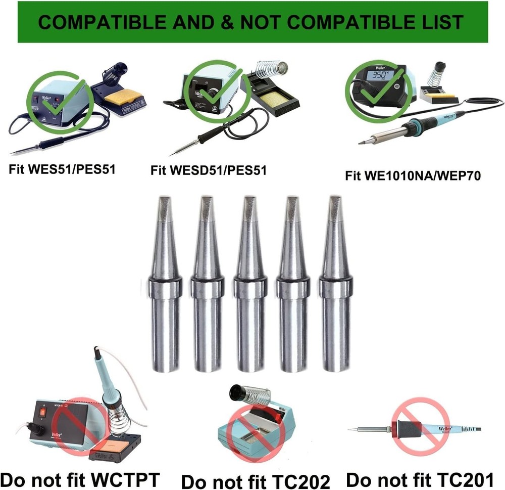 Quality Replacement soldering tips for WELLER WESD51 WE1010NA Chisel Tips ETB...
