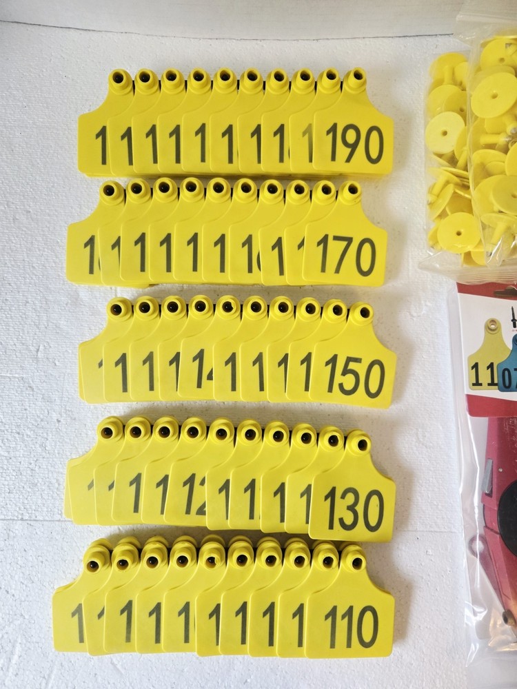 Softer Rectangular Cattle Ear Tags, 101-200 with Durable Copper Pins Included