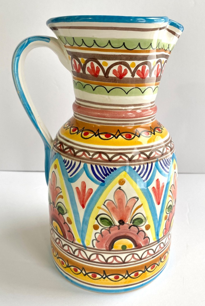 Ceramical Spain Unique Light Blue Design Drinking Pouring Pitcher Spanish Nice