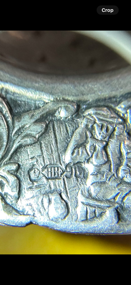 Antique Ornate Silver 900 Tea Strainer