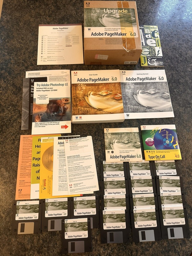 Adobe Pagemaker 6.0 Upgrade Software Bundle “16”3.5 & CD Media Type on Call Code