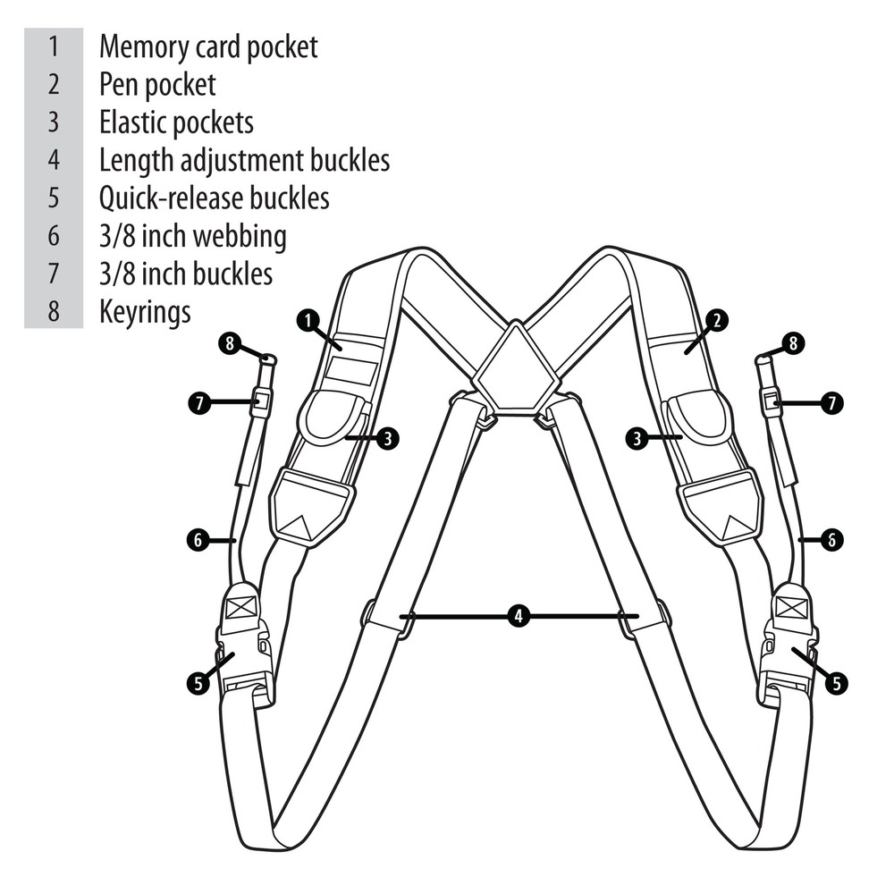 Universally Compatible Digital Camera Harness with Key Ring Attachment