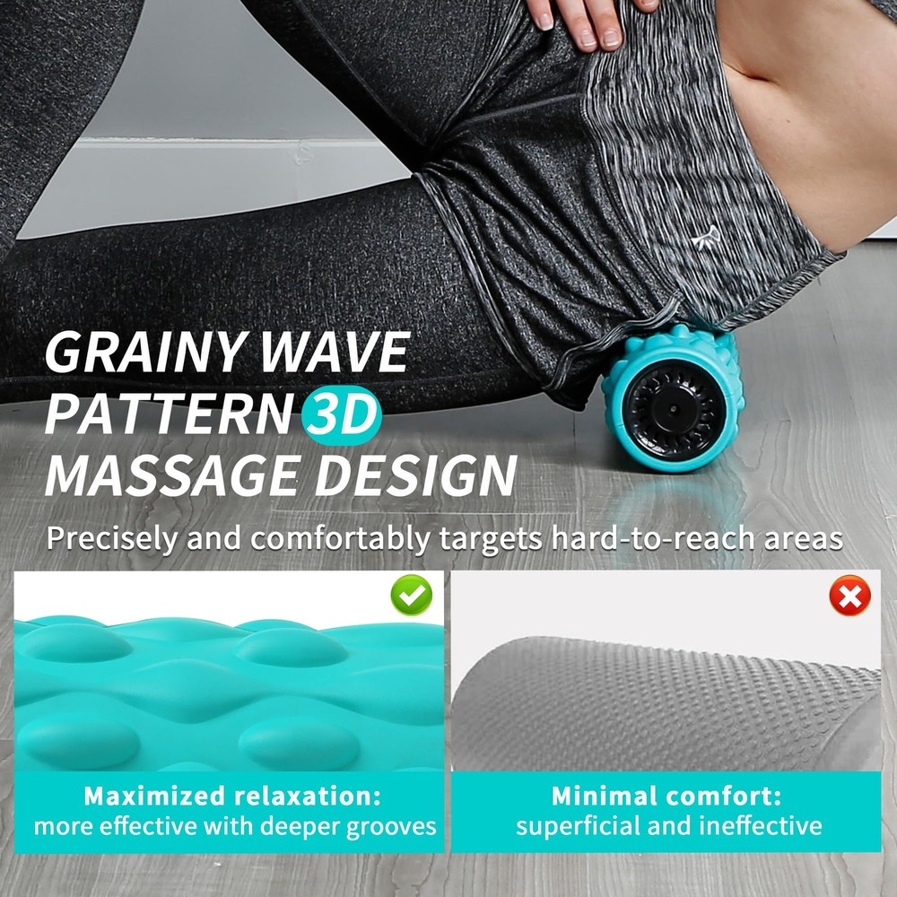 High-Density Vibrating Foam Roller Blue with 4 Customizable Speeds for Deep T...