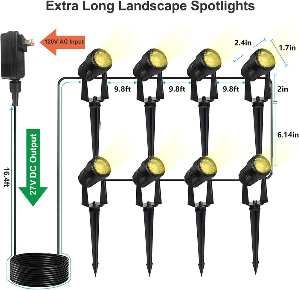 SUNTHIN Outdoor Landscape Lighting 8 Pack with Dusk to Dawn Sensor for Timer ...