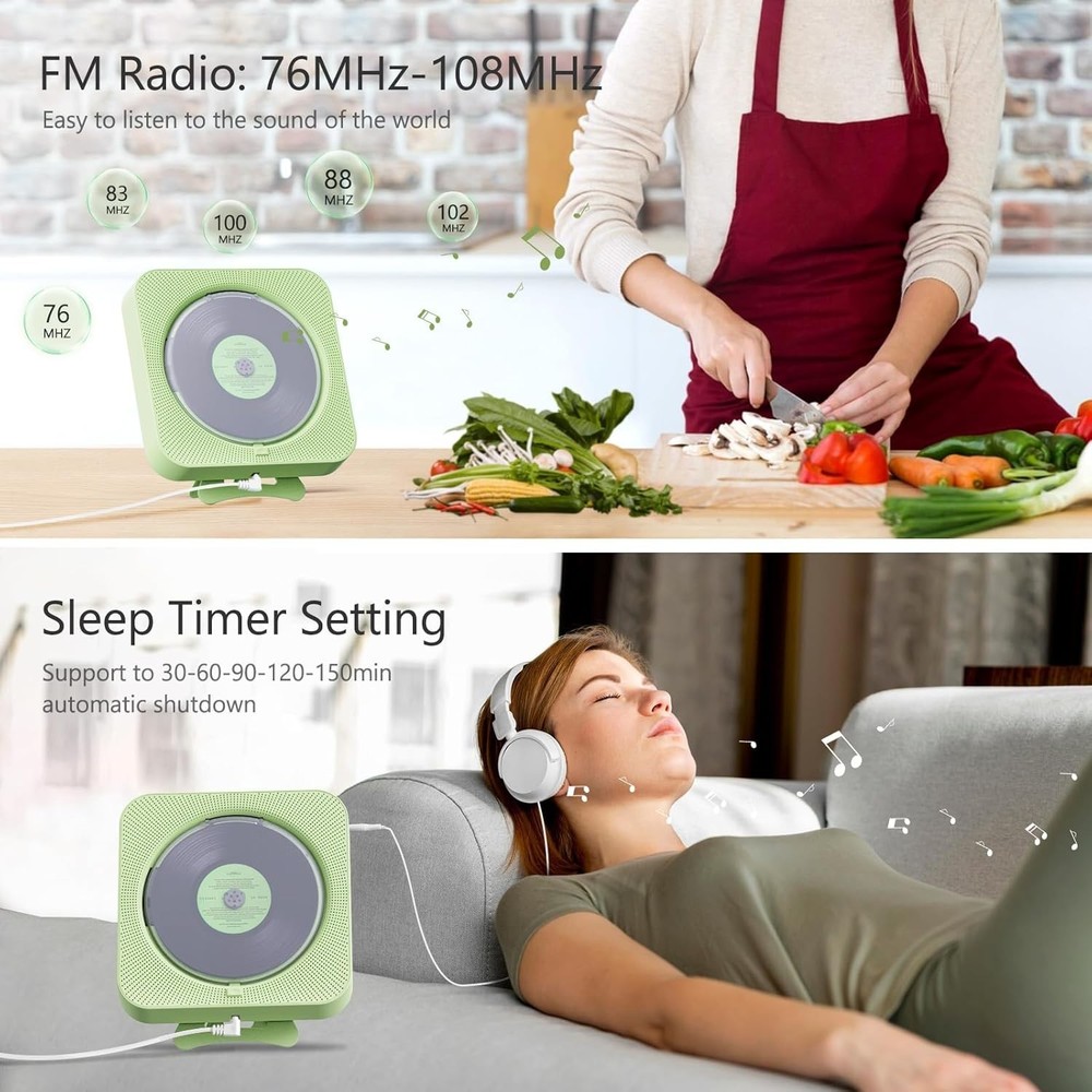 MICOCIOUS Portable CD Player with Bluetooth Desktop CD Player for Home CD Purple