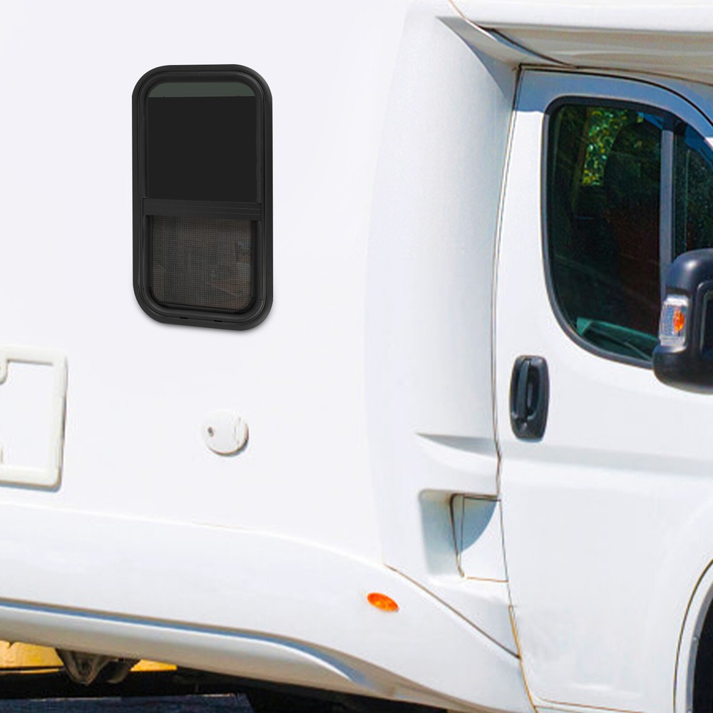 Vertical RV Window Set - 2 Durable Tempered Glass Sliding Windows
