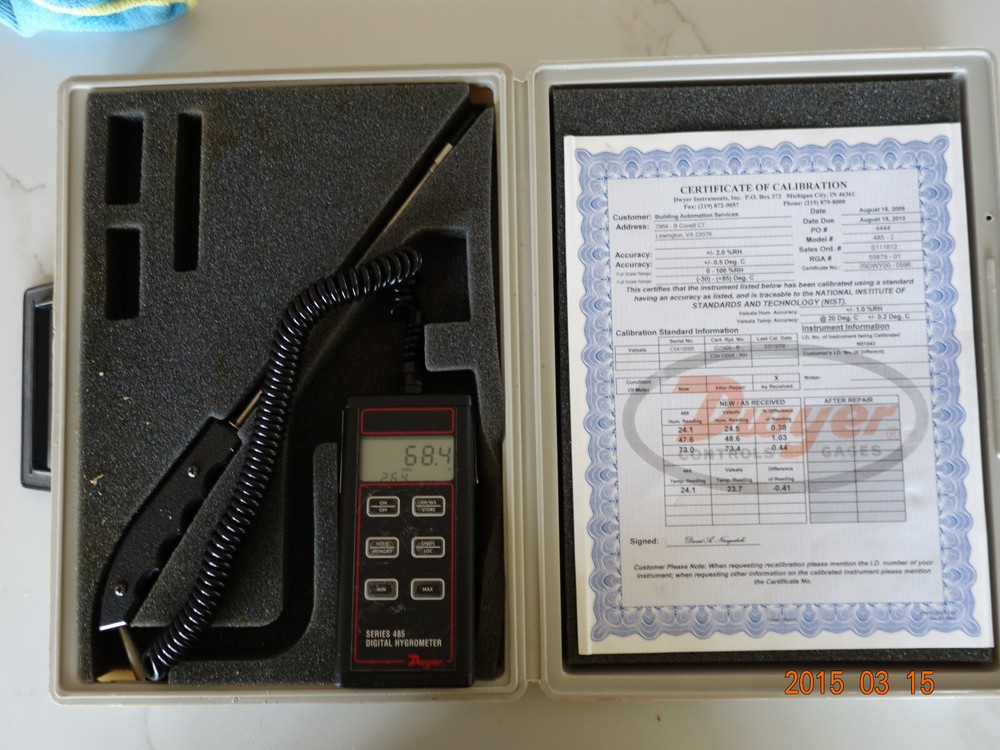 DWYER INSTRUMENTS Digital Hygrometer Series 485 Temperature Humidity Tester