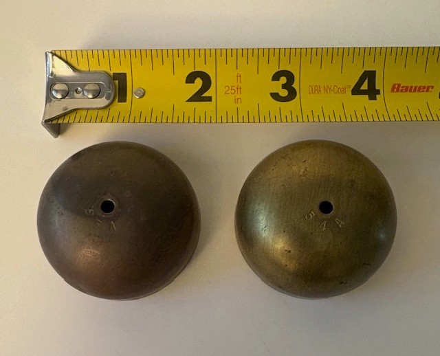 2 Brass Clock Bells Round 54A 55A