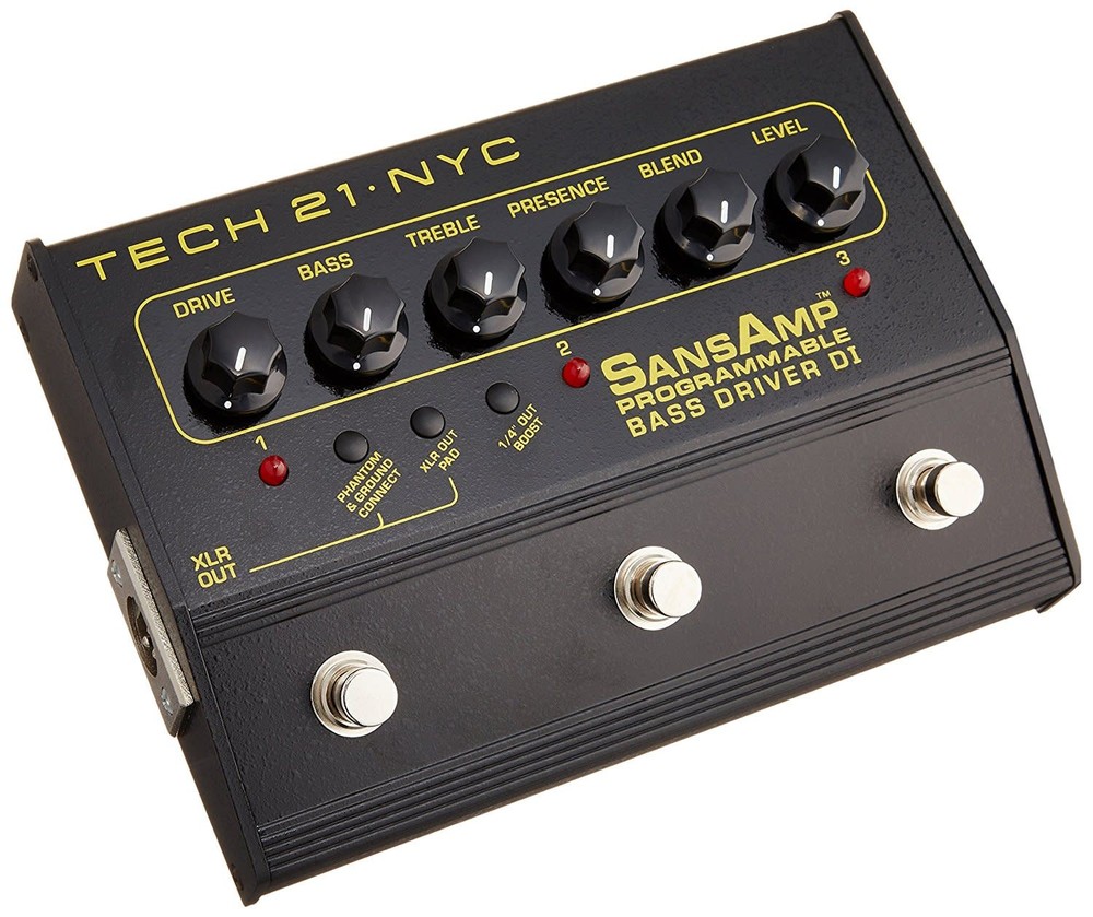 Tech 21 SansAmp Programmable Bass Driver DI Pedal Bundle w/Cable and Cloth