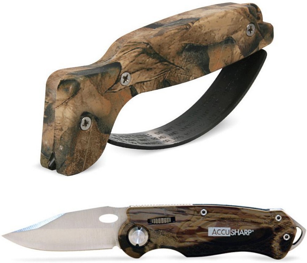 AccuSharp Camo Folding Blade EDC Sport Knife Tool Sharpener Combo - 042C