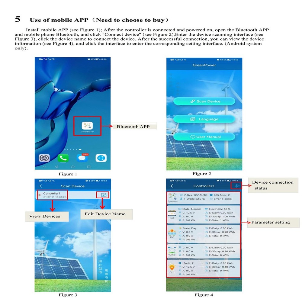 Smart Bluetooth Power Controller Solar Wind Generator Transfer Switch 12/24/48V
