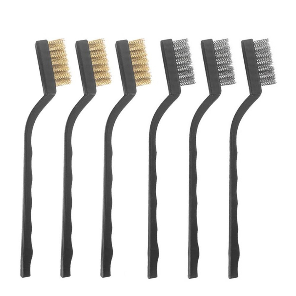 6x Wire Brushes For Cleaning Welding Slag Rust Scratch Plastic Curved Handle