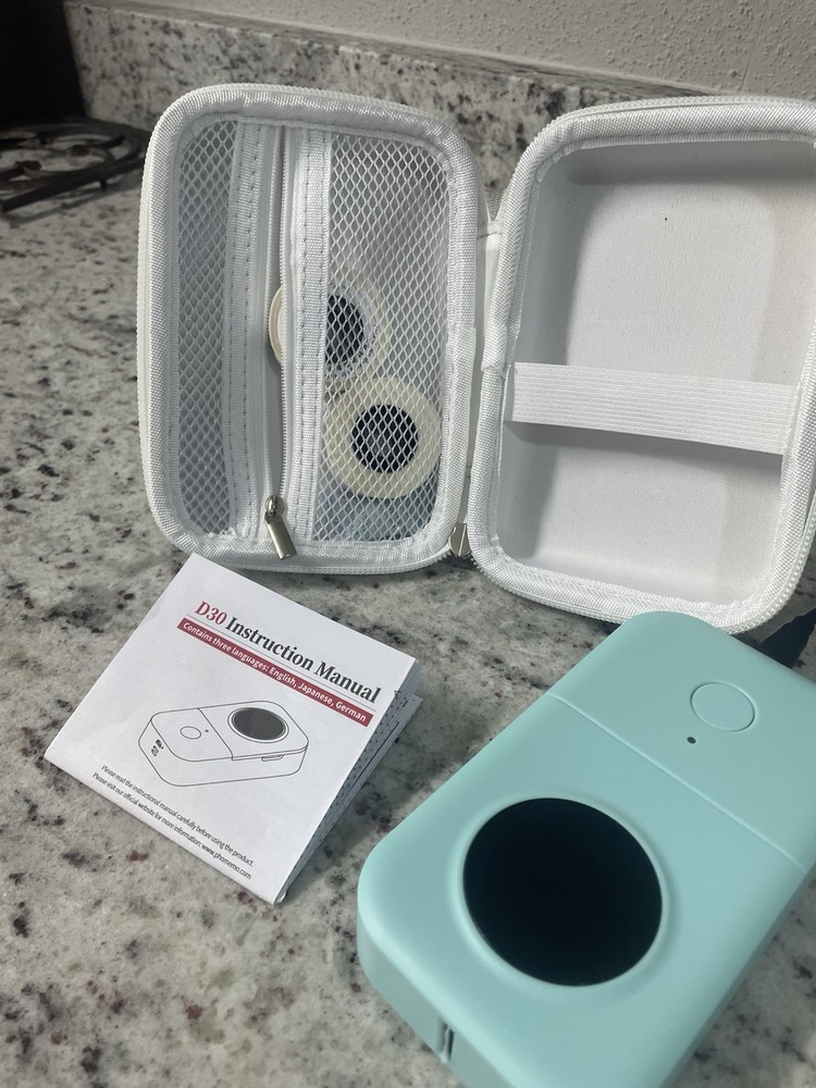 Phomemo D30 Smart Mini Label Maker Light Blue with Carrying Case & Label Rolls