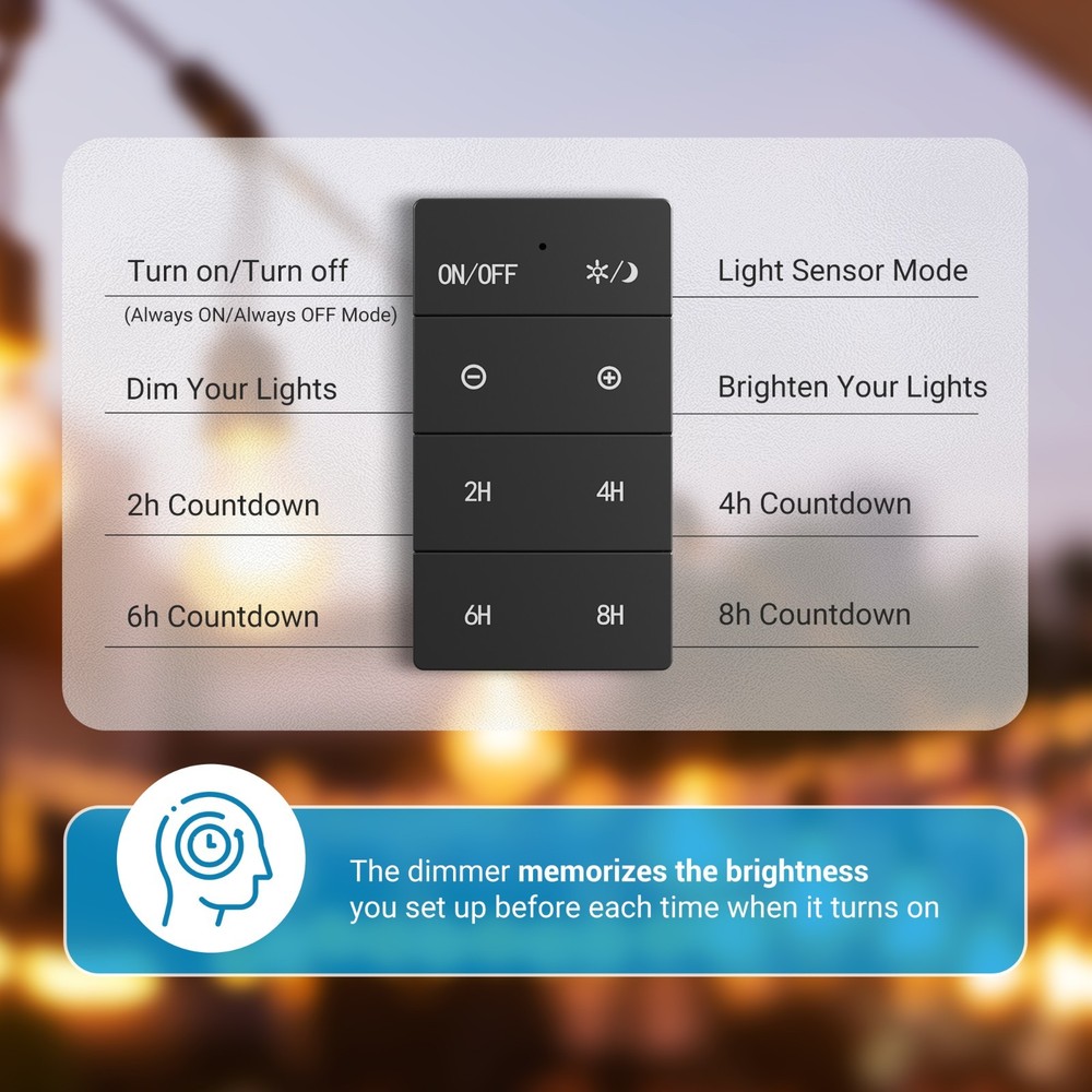 DEWENWILS Outdoor Dimmer with Timer Function Dusk to Dawn Remote Dimmer Switch