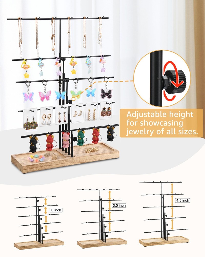 HULISEN Earring Display for Vendors, Adjustable Height Carbonized Brown