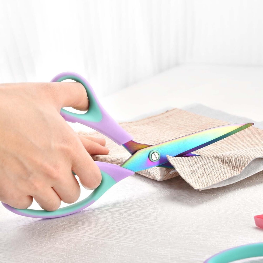 Craft Scissors Set of 3 pack, Sharp Rainbow Titanium Coating All Purpose Scis...