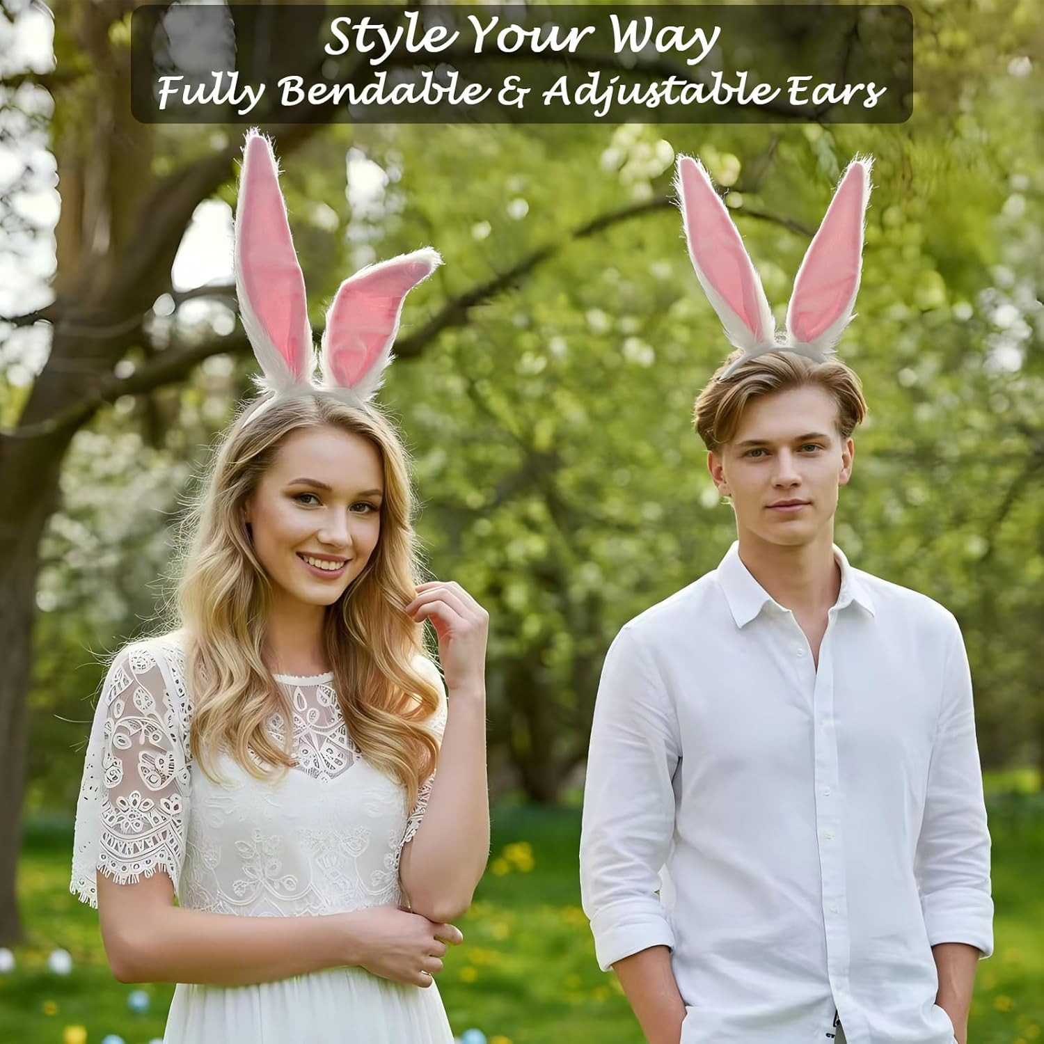 Bunny Ears Headband Plush White Rabbit Ears Easter Halloween Party Cosplay Gift