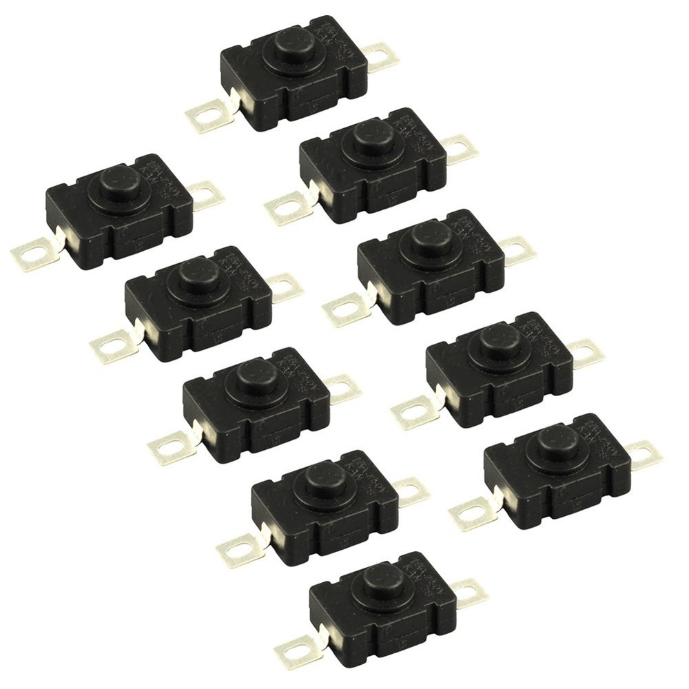 10pcs Replacement Flashlight Switch KAN28 1.5A250V Self Locking 18x12mm